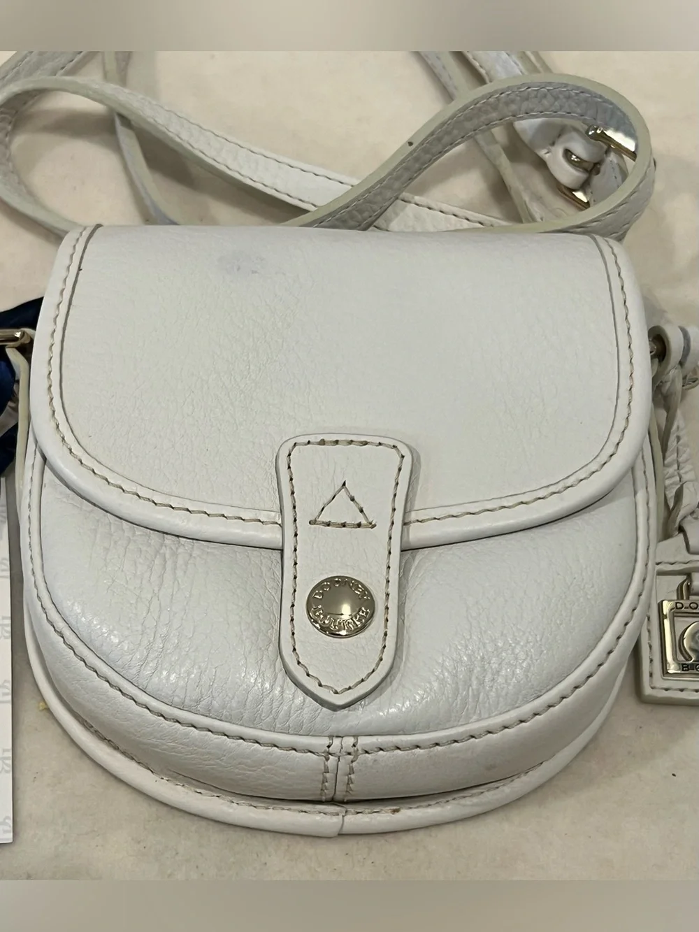 Dooney & Bourke White Pebbled Leather Saddle Crossbody NWT